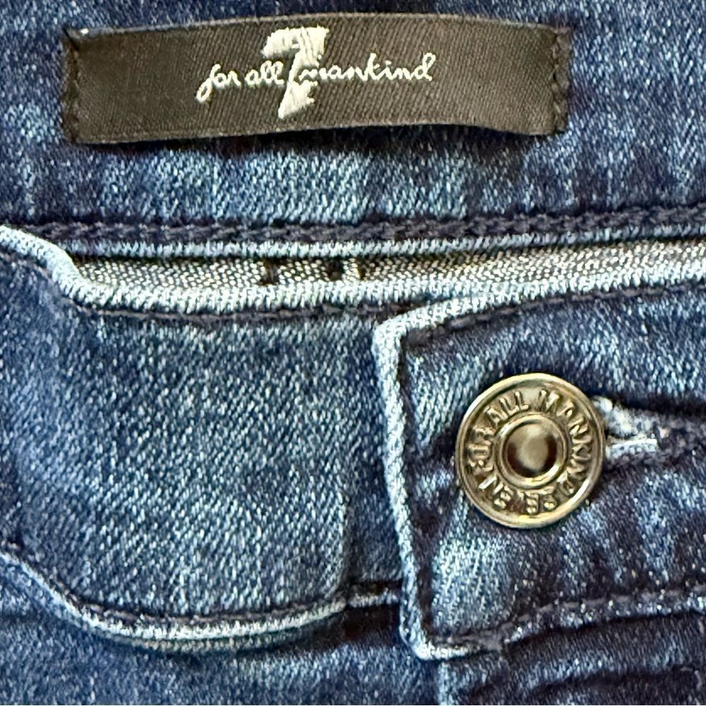 7 For Mankind The Ankle Super Skinny Jean Two Tone Mid-Rise Blue/Black 27 - Picture 5 of 10